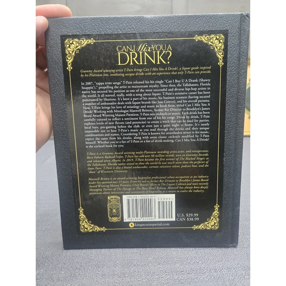 Can I Mix You A Drink T-Pain Hardcover Cocktail Recipe‎ Book 2023